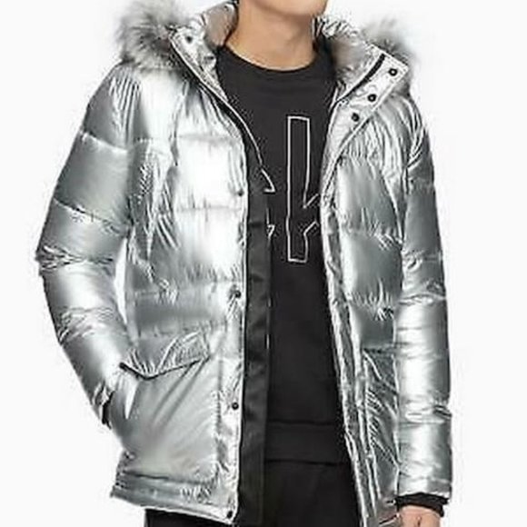 CALVIN Klein Mens Faux Fur Winter Parka Coat, Size XL